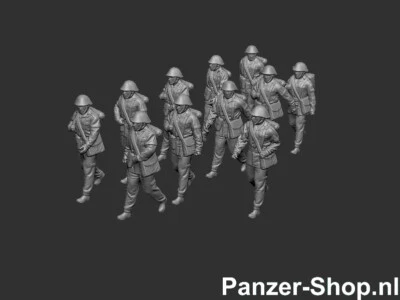 PANZER-SHOP.NL 11x NVA Figuren, Gehende Soldaten, DDR, Spur H0, 1:87, Unbemalt, Minitanks