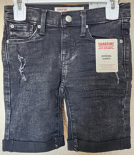 Signature by Levi Strauss Girls' Black Denim Bermuda Shorts Size 6 BRAND NEW