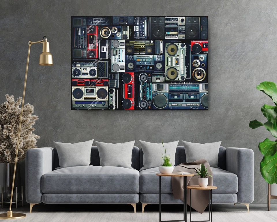 Бумбокс музыка аудио ретро музыкальные плееры холст декор художественная печать комната живопись - Изображение 3 из 4