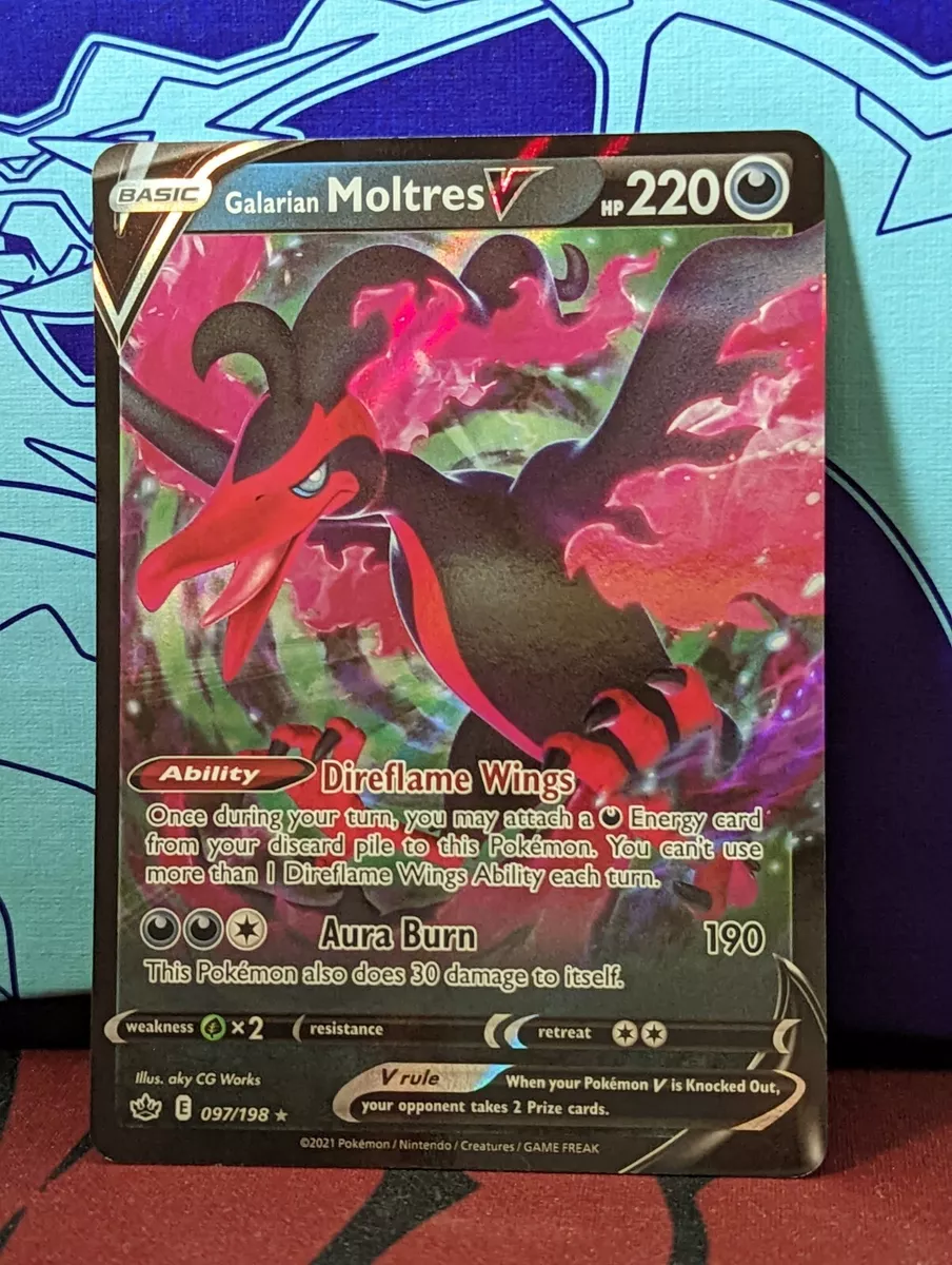 Pokemon Card Galarian Moltres V 097/198 Chilling Reign Set - Ultra