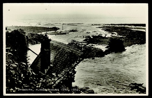 Real Photo Postcard - Lynmouth Devon - Floods August 15th 1952 (2)