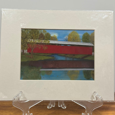 Staats' Mill Covered Bridge A Glimpse of Fading Americana with Matte By T J Word