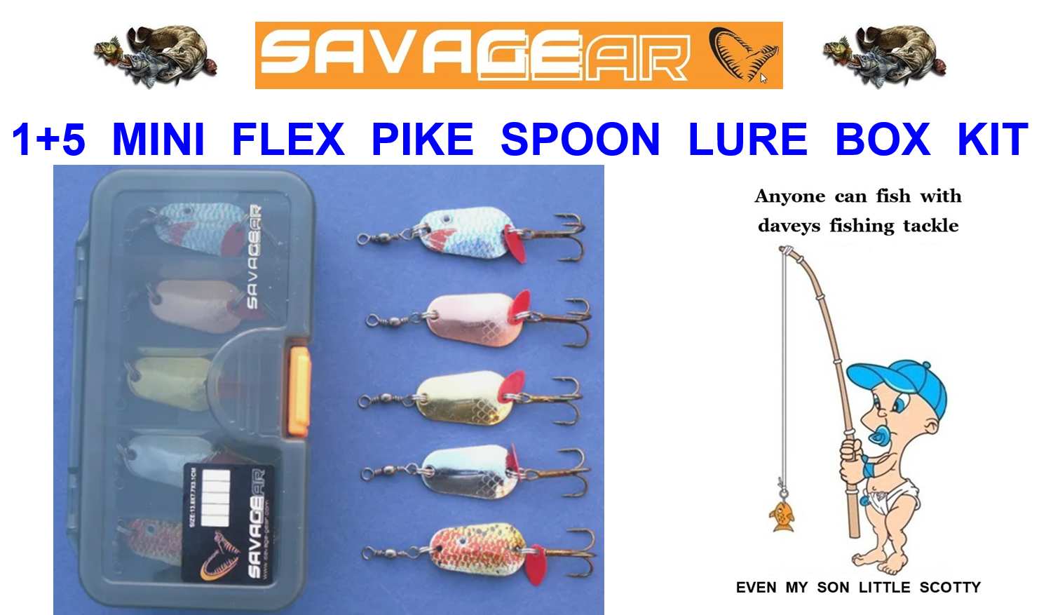 SAVAGE GEAR 1+5 MINI FLEX PIKE SPOON LURE BOX KIT TROUT PERCH ZANDER FISHING