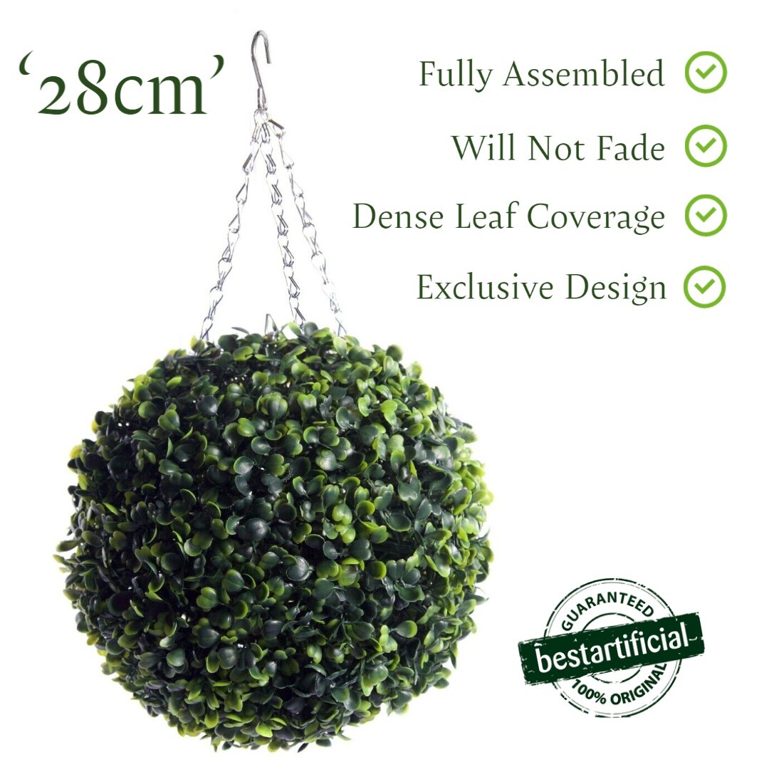 Best Artificial 28cm Green Boxwood Buxus Topiary Grass Wall Hanging