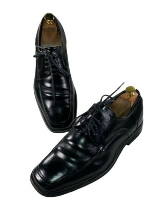 Stacy Adams Mens Black Leather Derby Dress Square Toe Size 9M