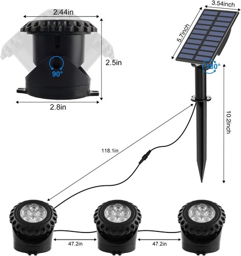 Faro Solare LED RGB Impermeabile Giardino Esterno Laghetto Piscina Subacqueo - Foto 2 di 8