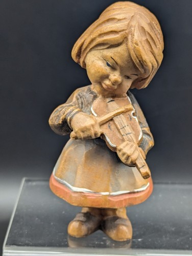 ANRI Wood Figures Hand Carved Wood Girl with Violin and Girl with Violin Italy - Picture 6 of 16
