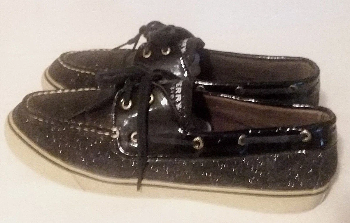 Black 2024 glitter sperrys