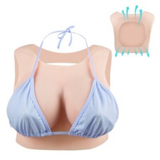 B-G Cup Silicone Breast Forms Back Hollow Round Neck Real Fake Boob Crossdresser