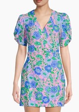 new Lilly Pulitzer Sailynn Floral Puff-Sleeve Romper size M