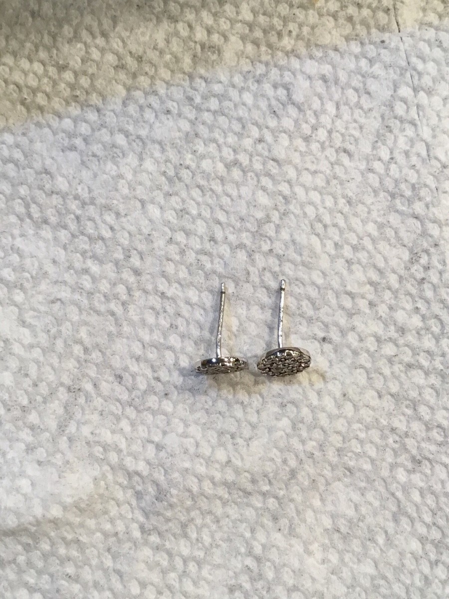 Sterling Silver R 925 CN Stud Earrings Clear Rhinestone Stamped