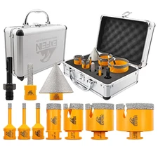 Diamond Tile Hole Saw Kit 10Pcs - 6/6/8/25/35/50/65Mm Diamond Core Drill Bits wi