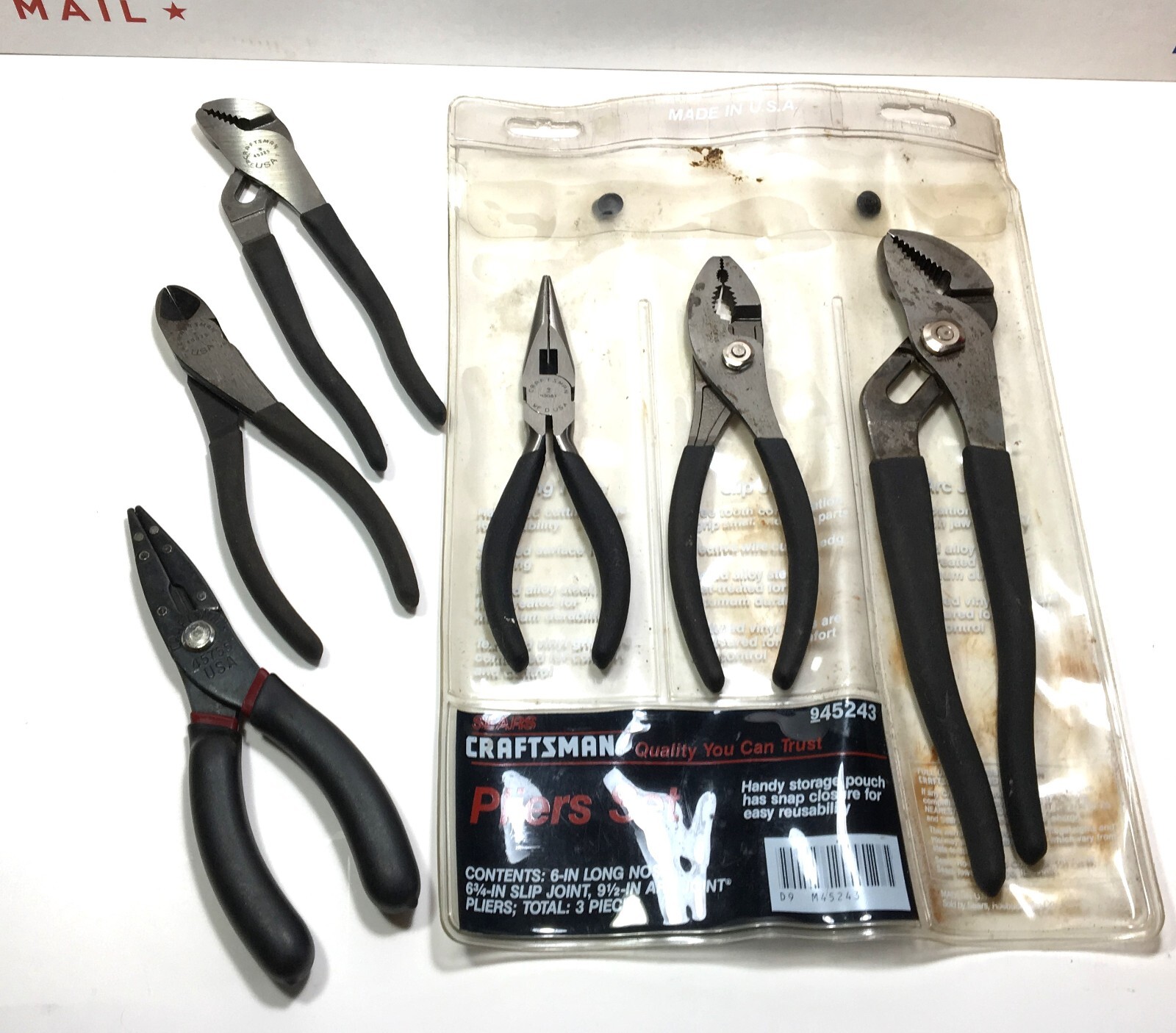 Vintage Craftsman USA 6-Piece Tool Lot Including #45243 and Pliers WF