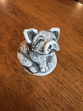 Bekka Pig Figurine Handcrafted with Mount St Helen's Ash Made in USA 2 inches