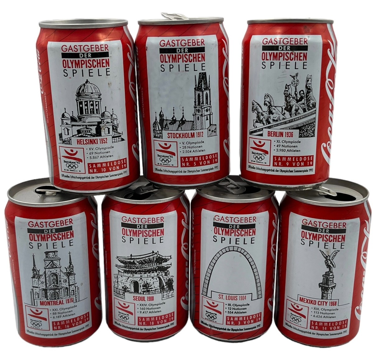 COCA COLA CANS Germany 1992 BARCELONA Olympics 7/19 CANS | eBay