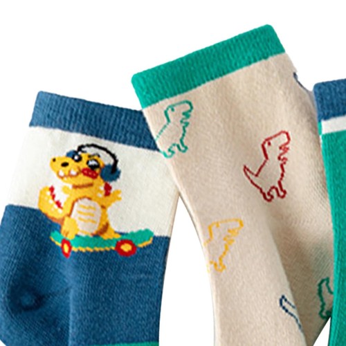 5 Pairs Kids Socks Cute Cartoon Dinosaur Children Socks Breathable Mid Calf - Picture 11 of 27