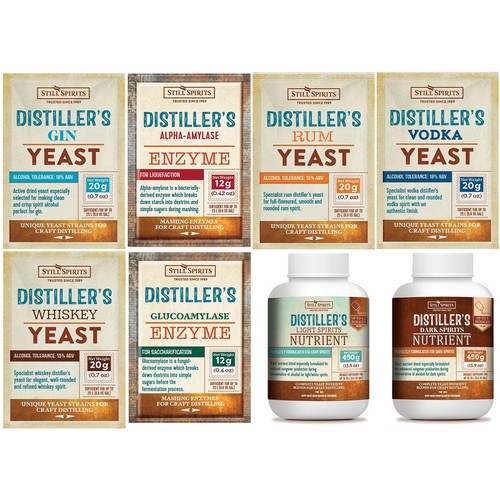 9x Still Spirits Distiller's Range Vodka Gin Whiskey Rum Yeast Nurtrient Enzyme