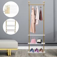 Iron Gold Clothes Rack Shelves For Clothes Storage W/support Rods Support Tubes
