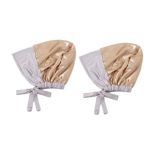 1pc / 2pcs Solid Color Double Layer Satin Jersey Hijab Inner Cap Women's Hat Cap - 第 16/38 張圖片