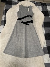 J.Crew Dress Womens 2 Gray Midi Sleeveless Velvet Tie Waist Belt A Line Cotton