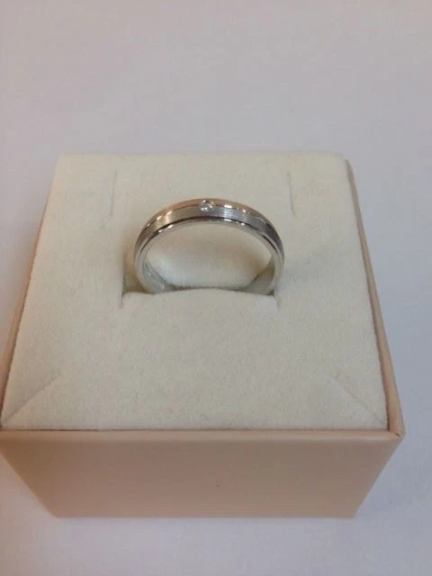 anello fedina uomo donna unisex argento 925 % rodiato rose' zircone misura 24 - Immagine 4 di 4