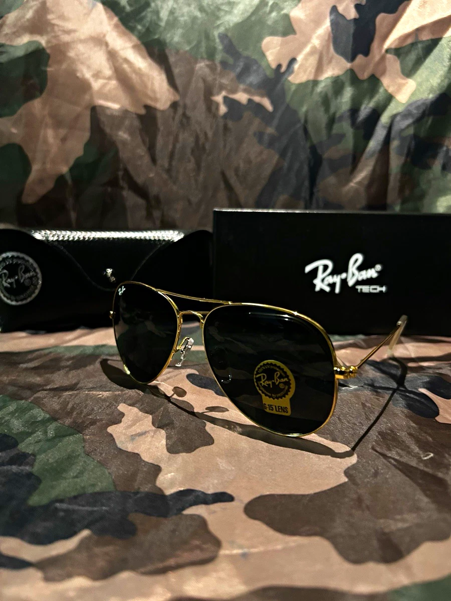 Ray-Ban Aviator Gold Black Sunglasses for Men for sale - eBay