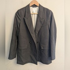 H M Brown Houndstooth Blazer Jacket Size XS Preppy Academia Collegiate