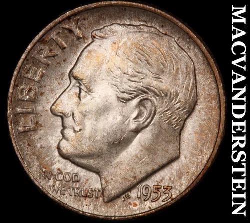 1953-D Roosevelt Dime- Silver- Choice Gem Brilliant Uncirculated Luster #i8998