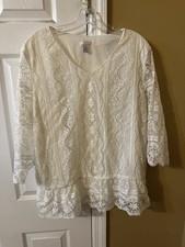 CHICCO’S Women’s White Top Size 3- Equivalent XL Made In USA