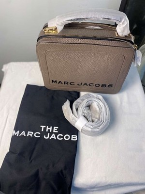 Marc Jacobs The Box Leather Top Handle Bag & Crossbody IRON BROWN ~Dust Bag