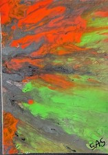 ACEO Art Card originale, versamento acrilico, astratto, outsider art, brut art