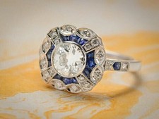 2Ct Art Deco Vintage Style Lab Created Diamond Engagement 14K White Gold FN Ring