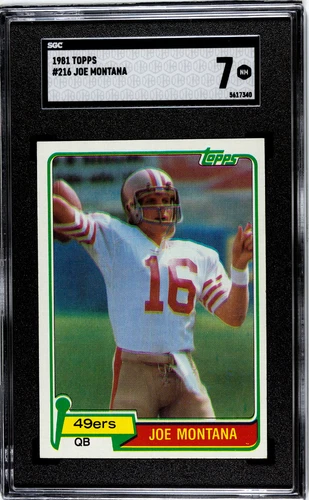 1981 Topps #216 Joe Montana RC Rookie Card San Francisco 49ers HOF SGC 7