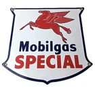 Vintage Mobil Special Sign - Porcelain Pegasus Gasoline Pegasus Gas Pump Sign
