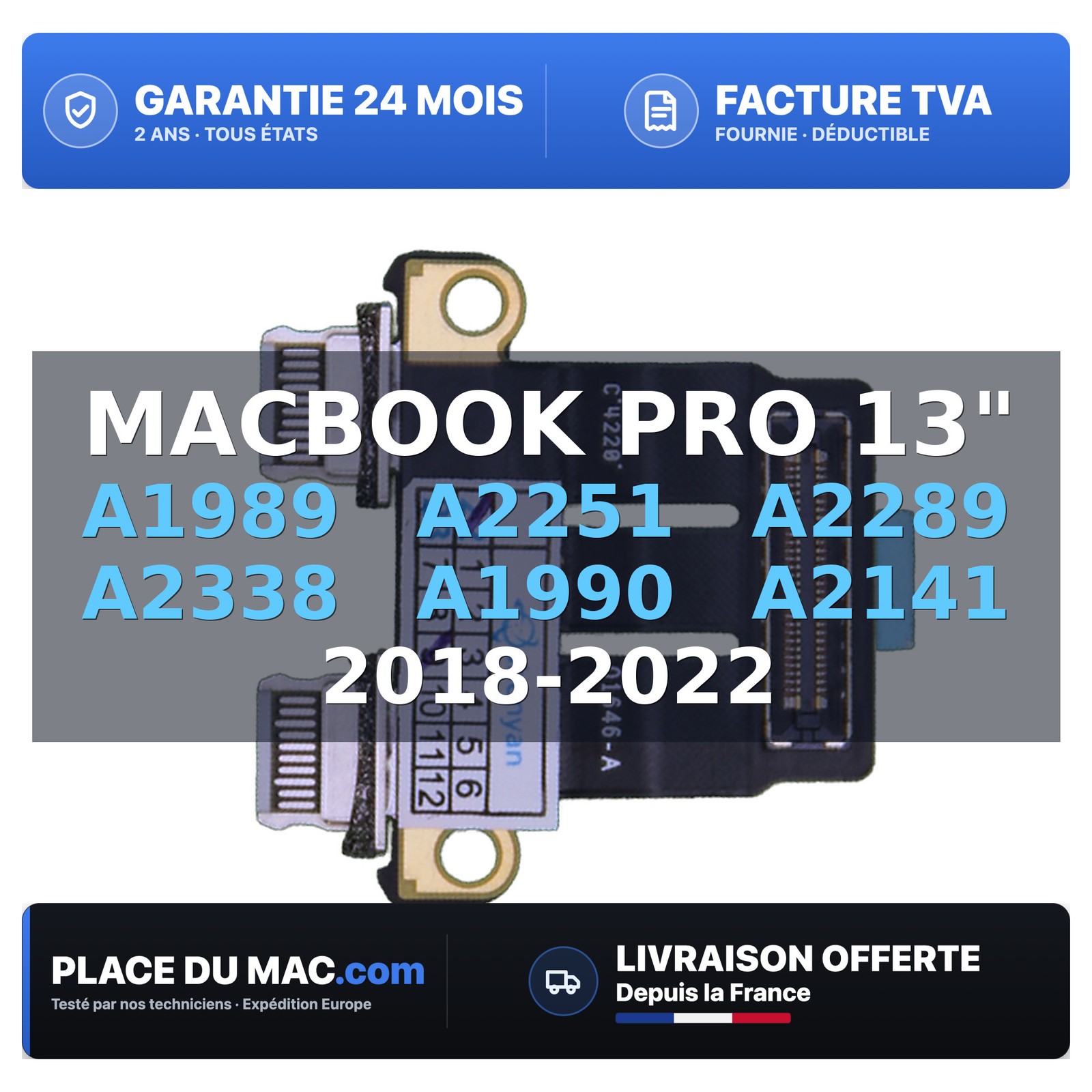 Connecteur d'alimentation pour MacBook Pro 13 15 16 A1989 A2251 A2289 A2338