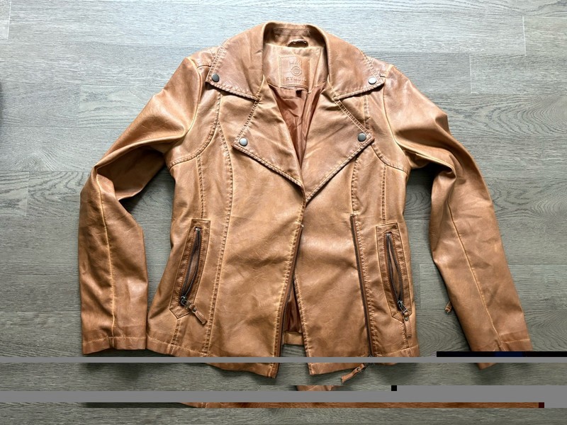 NWOT Max Studio Classic Brown Vegan Faux Leather Moto Jacket Size XS