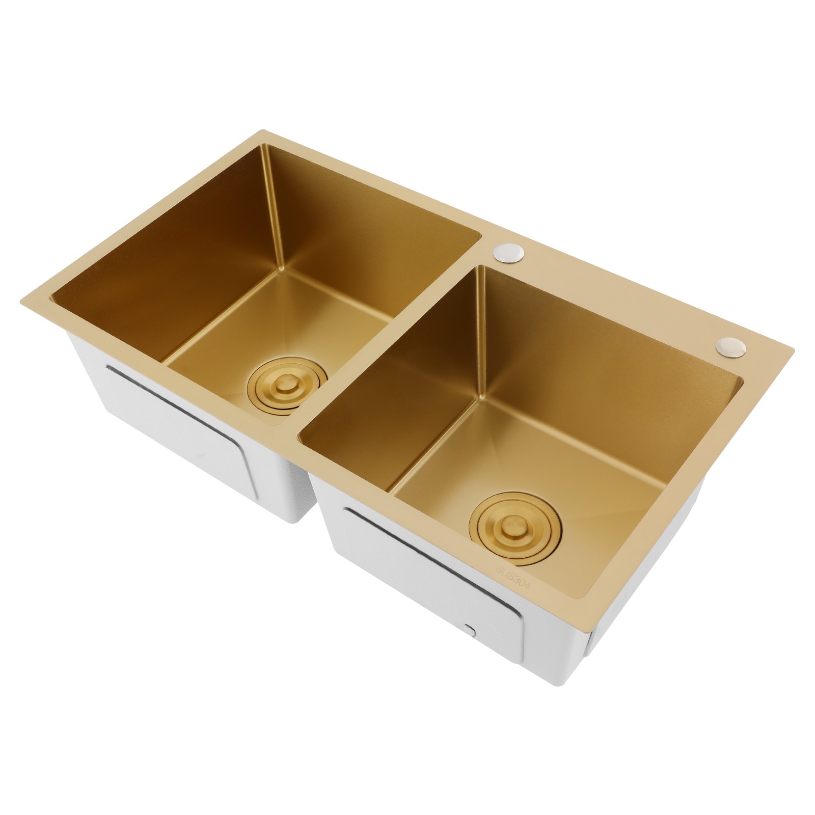 Undermount Workstation Kitchen Sink Double Bowl Stainless Steel Sink Gold