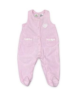 Vintage Sesame Street Footed Fleece Jumpsuit Romper Button Newborn-3/6m Pink