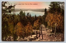 Vintage Culver Lake NJ Fire Lookout Trail Hand Colored Postcard 1930