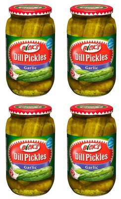 Bick's Garlic Whole Dill Pickles, 1L (4 Pack)