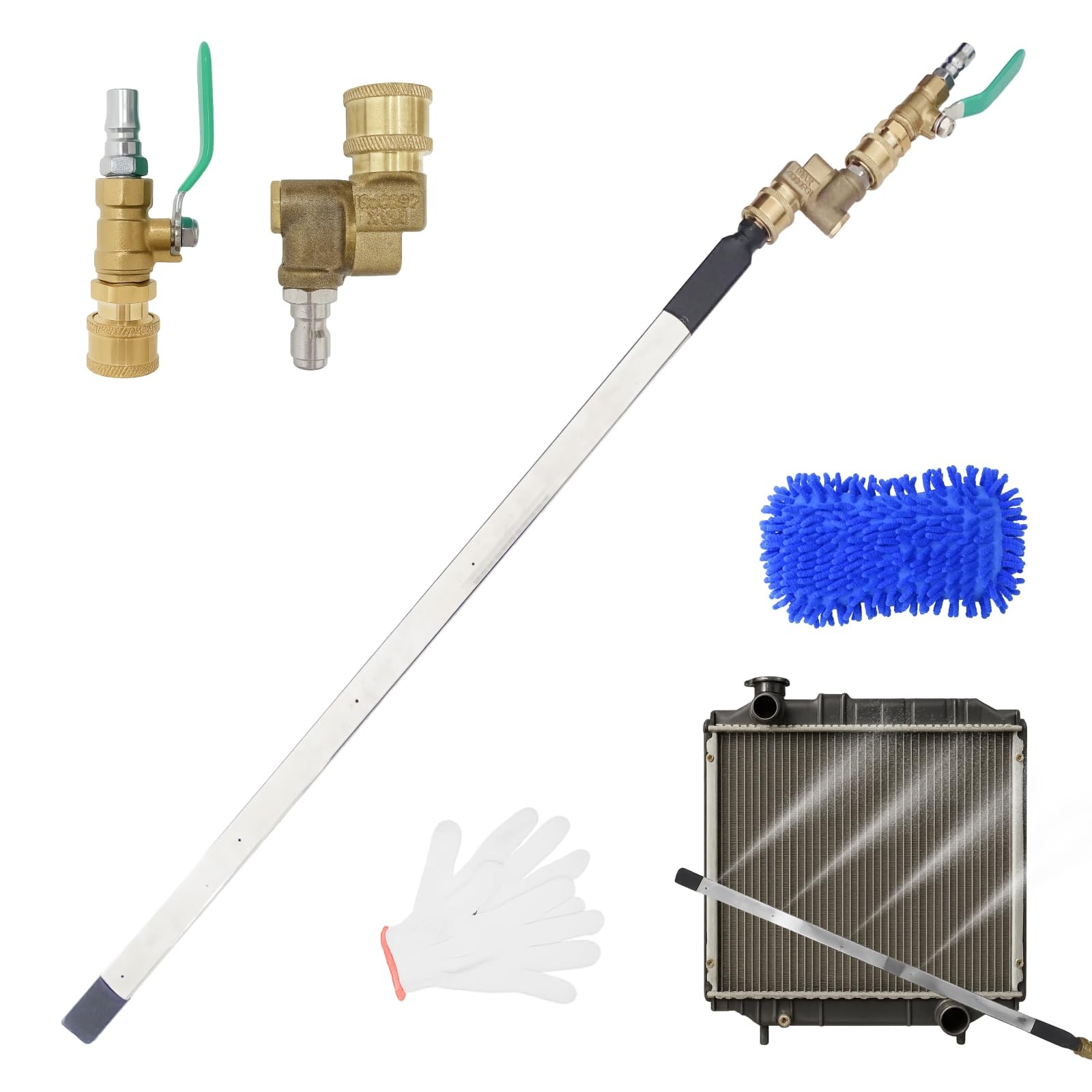 AJOFIEK Radiator Cleaning Wand, 4500 PSI Pressure 24 Inch, Stainless Steel
