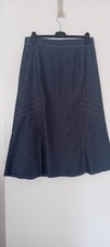 HABELLA Skirt Sz 16 Blue Lined Cotton Blend Denim Look Midi Women