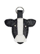 New Handmade Genuine Leather Cow Black White Keychain Key Ring Farm Animal