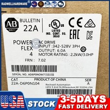 New AB 22A-D6P0N104 PowerFlex 4 2.2 kW 3 Hp AC Drive 22A-D6P0N104 US Free Tax