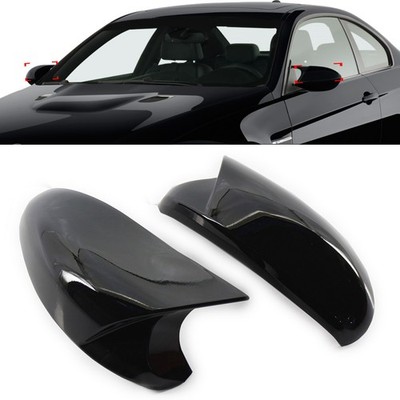 Black Rearview Mirror Cover Caps For BMW E81 E82 E87 E88 E90 E91 E92 93 PRE-LCI