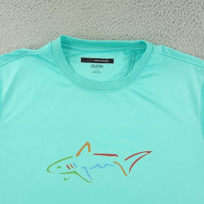 #ad Greg Norman Shirt Mens Large Blue PlayDry Shark Logo Attack Life Performance Tee $24.99