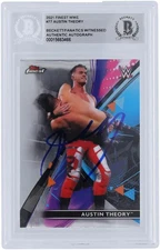 Austin Theory WWE Signed 2021 Topps Finest #77 Beckett Fanatics Rated Card