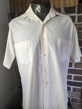 Vintage 60s Towncraft Penn-Prest Shirt M-L Cream Tapered Sleeve JCPENNEY Mod Mad