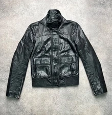 patrizia pepe vintage leatger jacket with pockets and zip elements