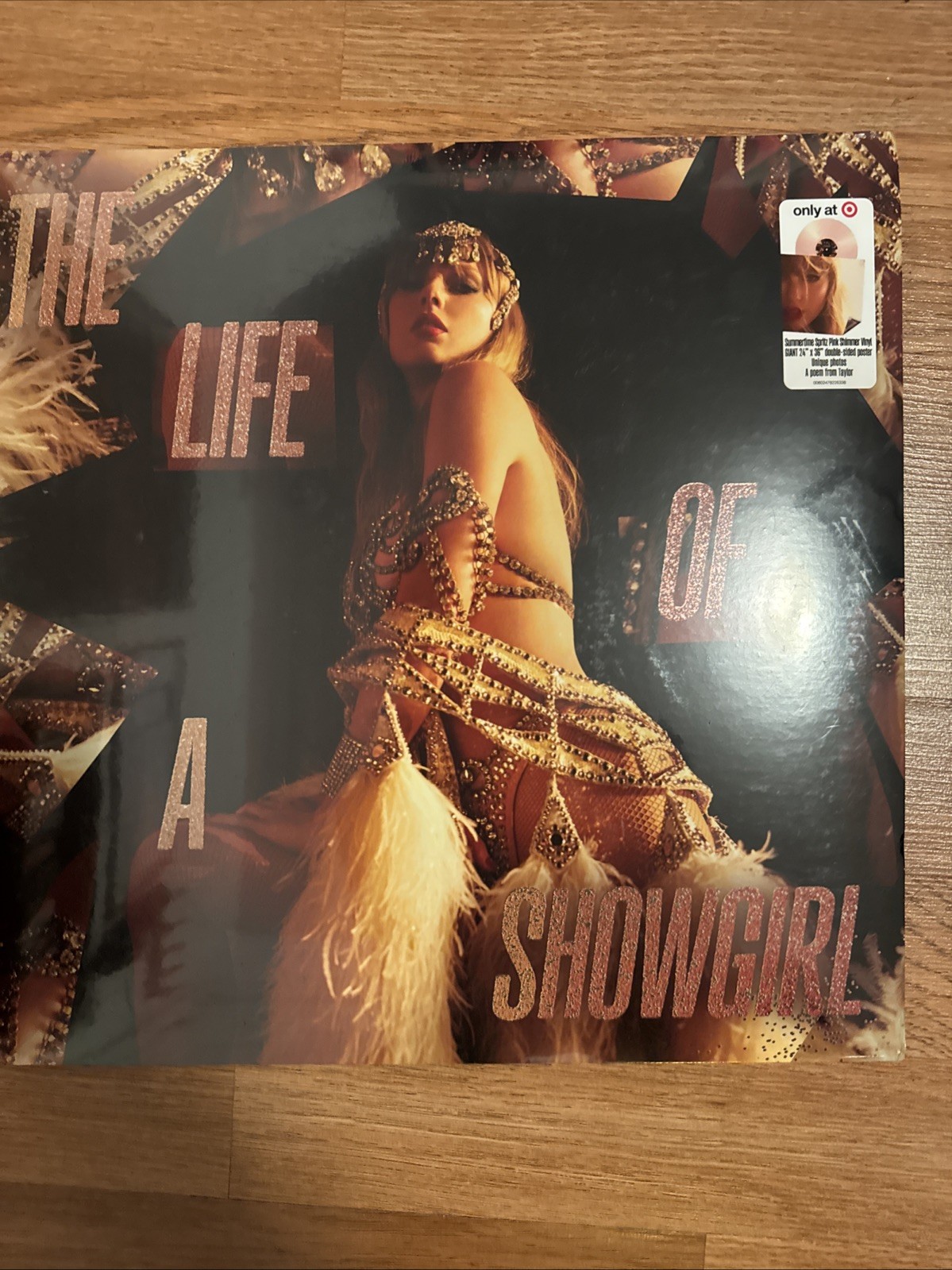 TAYLOR SWIFT The Life of a Showgirl PINK Shimmer VINYL Ltd Ed LP Record +Poster